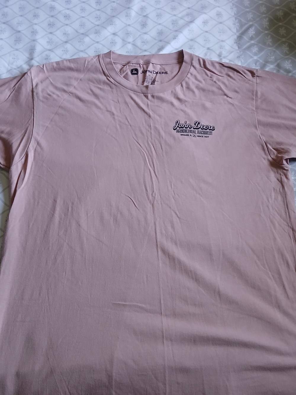 John Deere Men’s Pink Logo Crew Neck T-Shirt Size Large VGC!